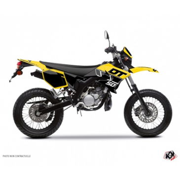 KIT DECO AUTOCOLLANT/STICKER 50 A BOITE VINTAGE JAUNE POUR YAMAHA 50 DT 2007>2011 -KUTVEK- 3700948179666