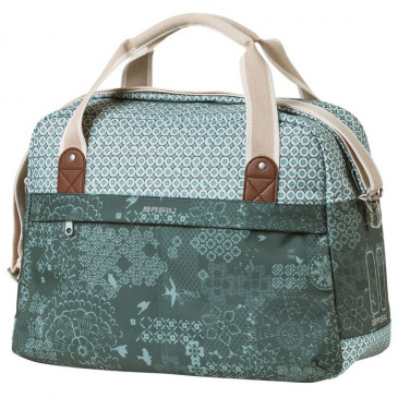 SAC A MAIN VELO BASIL BOHEME 18L VERT FORET FIXATION RAPIDE HOOK-ON SUR PORTE BAGAGE AVANT/ARRIERE (44x17x31cm) 8715019180064