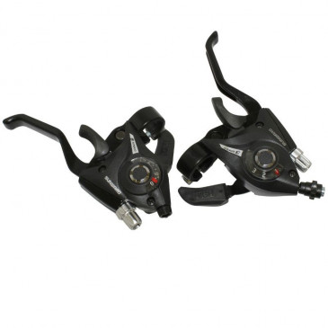 LEVIER/MANETTE VTT PATIN P2R 3x8V. NOIR ALU V-BRAKE COMPATIBLE SHIMANO (PAIRE) 3700948074923