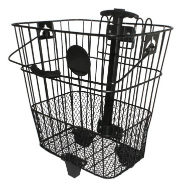 FRONT/REAR BASKET -STEEL WIRE- P2R BLACK WITH HANDLE- FITS TO YOUR CARRIER WITH DOUBLE HOOKS (Lg35xL26xH35) FOLSABLE HANDLE 3700948074886