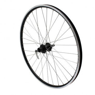 WHEEL FOR TREKKING BIKE- 700X35 DISC/V-BRAKE REAR M240 -ALUMINIUM- SHIMANO M475 BLACK HUB - DISC CASSETTE 10/9 Speed-STAINLESS SPOKES 3660429073473