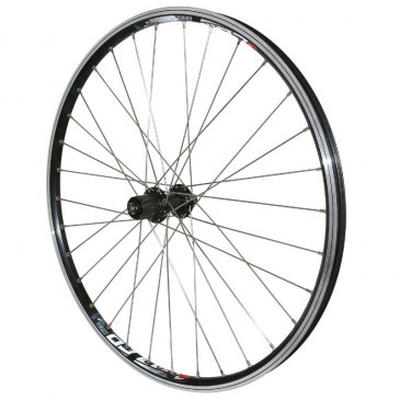 ROUE VTT PATIN BLOCAGE 26" M670 COMBO ARRIERE NOIR RENFORCE MOYEU 500 CASSETTE 10/9V SPECIAL LOUEUR (JANTE DOUBLE PAROI AVEC OEILLETS-RAYONNAGE INOX) JANTE 19C 32 RAYONS 3700948145234