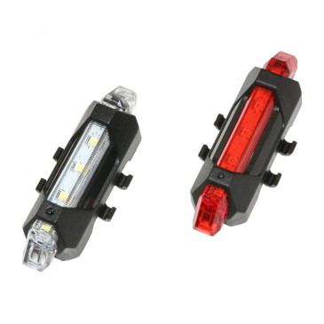 ECLAIRAGE VELO USB KIT LENS SUR CINTRE/TIGE DE SELLE 5 LEDS 2 FONCTIONS NOIR (LIVRE AVEC 2 ELASTIQUES SUPPLEMENTAIRES POUR COMPATIBILITE SUR HAUBANS) 3700948091746