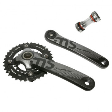 PEDALIER VTT SUNRACE 10V. MS10 ALU NOIR 175mm 36-22 INTEGRE AVEC CUVETTE FILETE 4710944250732