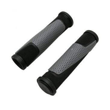 POIGNEE VTT PROGRIP 807 DOUBLE DENSITE OPEN END NOIR/GRIS DIAM 28 125mm (LIVRE AVEC EMBOUTS) (PAIRE) 0801766091284