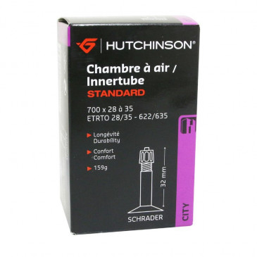 CHAMBRE A AIR VELO 700 x 28 - 35 HUTCHINSON VALVE STANDARD 32mm 159g 3248382028039