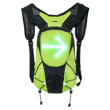 BACKPACK - WITH INTEGRATED LIGHTS 48 LEDS : WITH TURN SIGNAL AND WIRELESS REMOTE CONTROL (H12xL12cm) - CAPACITY 5L - RECHARGEABLE USB 3700948179857