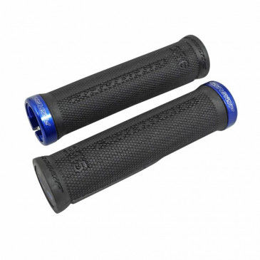 POIGNEE CITY/VTT PROGRIP 995 NOIR AVEC LOCK ON BLEU 130mm (LIVRE AVEC EMBOUTS) (BLISTER) 0801766008190