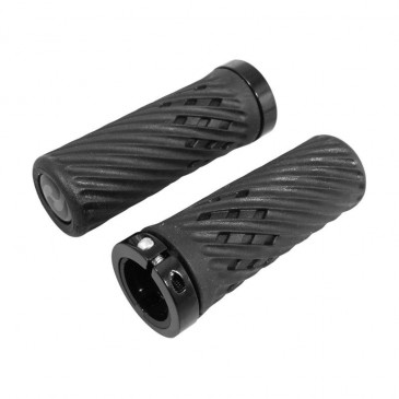 HAND GRIPS FOR MTB- HERRMANS LUNA LOCK 90mm BLACK - CLAMP FASTENING (PAIR) 6438534002445