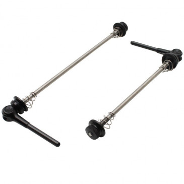 QUICK RELEASE SKEWER- FOR ROAD BIKE REAR+FRONT- BLACK TITANIUM SHAFT+LEVERS (PAIR 42g) (SET 2 PIECES) 3700948044117