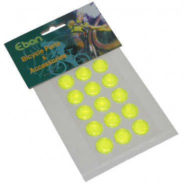 AUTOCOLLANT/STICKER REFLECHISSANT JAUNE FLUO ROND DIAM 16mm (KIT 15 PIECES) 3700948040973