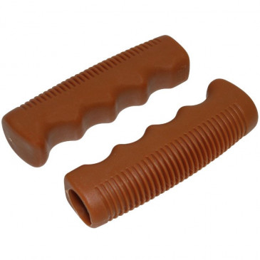 HAND GRIPS FOR URBAN BIKE- CARAMEL - PRE-SHAPED RUBBER 110mm - VINTAGE STYLE (PAIR) 3700948178843