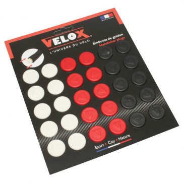 HANDLEBAR END PLUG- FOR ROAD BIKE- VELOX RED(X10) - WHITE(X10) - BLACK(X10) (30 ON CARD) 3700948182260