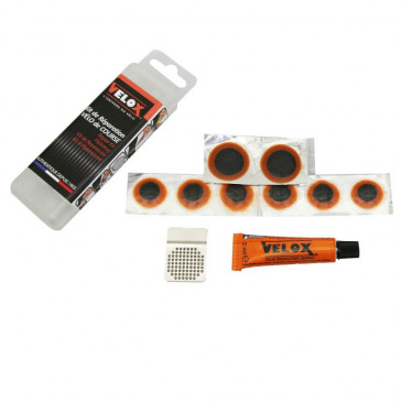 REPAIR KIT - FOR BICYCLE INNER TUBE- VELOX FOR ROAD BIKE (6 PATCHS 15mm + 2 PATCHS 25mm + GLUE 5g + SCRAPPER) WITH USER MANUAL (SOLD PER UNIT) 3660429115104