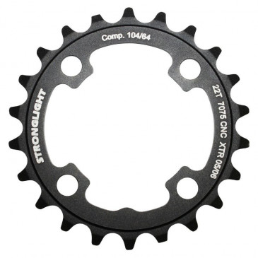 CHAINRING FOR MTB-FOR TRIPLE- 22T. Ø64 "INNER" BLACK STRONGLIGHT ALU 7075- for XTR M960 - 4mm Thickness 4 mm 3700223705962