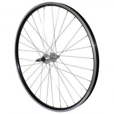 ROUE VTT PATIN 26" P2R ARRIERE ALU NOIR DOUBLE PAROI MOYEU ALU ROUE LIBRE 7/6V AXE PLEIN 0000000026642