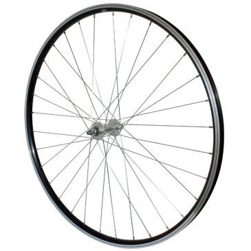 WHEEL FOR TREKKING BIKE- 700X35 FRONT P2R -ALUMINIUM BLACK DOUBLE-WALLED - ALUMINIUM HUB - SOLID SPINDLE 0000000028639