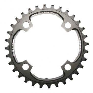 CHAINRING FOR MTB-FOR SINGLE- 32T. Ø94 BLACK -ALUMINIUM- 7075 STRONGLIGHT -4 ARMS- for SRAM X01 11 Speed- Thickness 5 mm 3700223713615