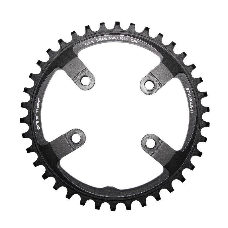 Chainring For Mtb-for Single- 38t. Ø76 Black -aluminium- 7075 