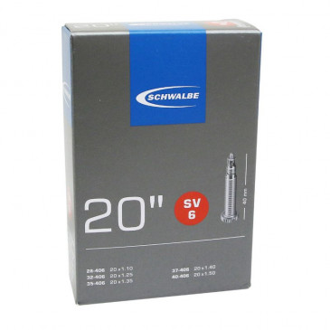 CHAMBRE A AIR VELO 20 x 1 1/8 SCHWALBE VALVE PRESTA (28-406 à 40-406) (SV6) 4026495100144