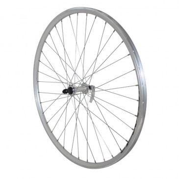 WHEEL FOR TREKKING BIKE- 700X35 FRONT ER10 - FULL ALUMINIUM DOUBLE-WALLED - SILVER -QUICK RELEASE- 3660429072148