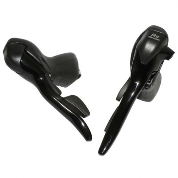 LEVIER/MANETTE ROUTE PATIN MICROSHIFT 8V. DOUBLE ALU NOIR COMPATIBLE SHIMANO (PAIRE SACHET POUR ATELIER) 3700948083581