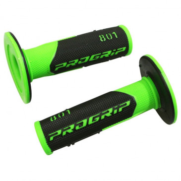 GRIP- PROGRIP OFF ROAD 801 DUAL DENSITY FLUO GREEN/BLACK 115mm (PAIR) (CROSS/MX) 0801766065544