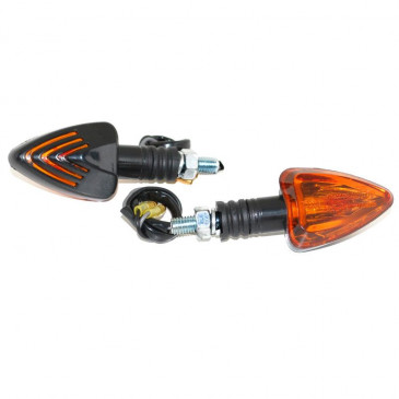 TURN SIGNAL (UNIVERSAL) REPLAY MINI TRIANGLE ORANGE/BLACK -BULB- (PAIR) ** (L 82mm / H 37mm / Wd 28mm) 3700948032718