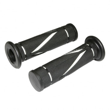 GRIP- REPLAY "On road" RUN BASE BLACK/WHITE 120mm - CLOSED END (Pair) 3700948089897