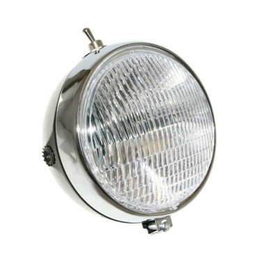 HEADLIGHT FOR MOPED PEUGEOT/MBK (BLACK ROUND SHAPED+SWITCH) -SELECTION P2R- 3700948140406