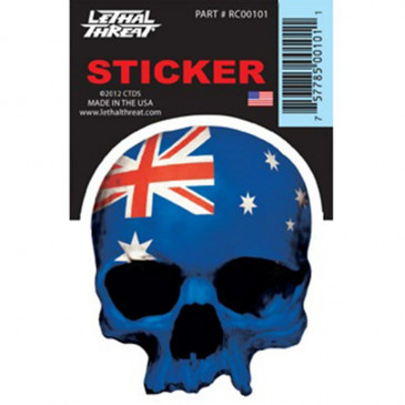 AUTOCOLLANT/STICKER LETHAL THREAT MINI TETE DE MORT DRAPEAU AUSTRALIE (60x80mm) 3700948158494