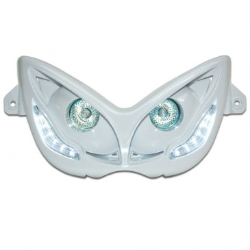 TWIN HEADLIGHTS REPLAY RR8 FOR MBK 50 NITRO 1997>2012/YAMAHA 50 AEROX 1997>2012 WHITE- CLEAR LEDS 3700948033555