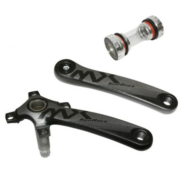 CRANK ARM SET- FOR MTB - SUNRACE 10/11SPEED . MX -ALUMINIUM BLACK - 175mm INTEGRATED AXLE FOR SINGLE Ø 96mm (WITHOUT CHAINRING) WITH CUPS 4710944257793