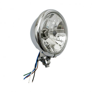 HEADLIGHT FOR MOTORBIKE - AVOC Ø130 PLAIN BOWL - BULB H4 60/55W + PARKING LIGHT T10 CHROME (CE APPROVED) 3700948101070