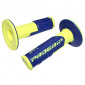 REVETEMENT POIGNEE PROGRIP MOTO OFF ROAD 801 DOUBLE DENSITE FLUO DESIGN JAUNE FLUO/BLEU CLOSED END 115mm (CROSS/MX) (PAIRE) 0801766079046