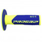 REVETEMENT POIGNEE PROGRIP MOTO OFF ROAD 801 DOUBLE DENSITE FLUO DESIGN JAUNE FLUO/BLEU CLOSED END 115mm (CROSS/MX) (PAIRE) 0801766079046