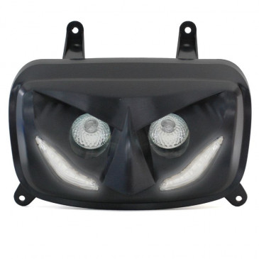 DOUBLE OPTIQUE SCOOT REPLAY RR8 POUR MBK 50 BOOSTER 2004>/YAMAHA 50 BWS 2004> NOIR AVEC LEDS BLANCHES ** 3700948033524