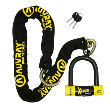 ANTITHEFT- CHAIN LOCK AUVRAY XTREM 1.20 M LASSO - Ø 13.5 mm + U LOCK XTREM MEDIUM (FULL SRA APPROVED) 3700807700819