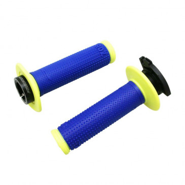 REVETEMENT POIGNEE PROGRIP MOTO OFF ROAD 708 DOUBLE DENSITE BLEU ELECTRIQUE/JAUNE FLUO 115mm (AVEC LOCK ON - LIVRER AVEC 5 EMBOUTS) (CROSS/MX) (PAIRE) 0801766091338