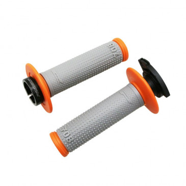 REVETEMENT POIGNEE PROGRIP MOTO OFF ROAD 708 DOUBLE DENSITE GRIS/ORANGE 115mm (AVEC LOCK ON - LIVRER AVEC 5 EMBOUTS) (CROSS/MX) (PAIRE) 0801766091314