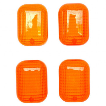 LENS FOR FLASHER FOR SCOOT PEUGEOT 50 TREKKER, SQUAB FRONT+REAR ORANGE (x4) -REPLAY 3700948031186