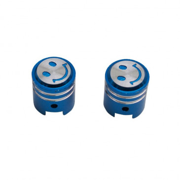 VALVE CAP-SCHRADER - REPLAY "PISTON" BLUE (PAIR) 3700948030684