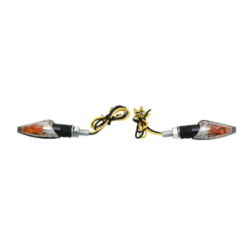 TURN SIGNAL (UNIVERSAL) REPLAY MINI CAP -BULB- ORANGE TRANSPARENT/BLACK (PAIR) -CEE APPROVED- (L 61mm / H 21mm / Wd 28mm) 3700948032541