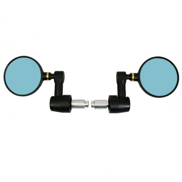 MIRROR FOR MOTORBIKE AVOC CHICAGO ROUND (BAR END MIRROR) RIGHT/LEFT - ALUMINIUM CNC BLACK 76mm (PAIRE)U 3700948109694