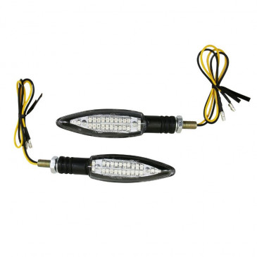 TURN SIGNAL FOR MOTORBIKE- SEQUENTIAL - AVOC SAGATA 24 LEDS ABS BODY - TRANSPARENT/BLACK (Long 103mm / H 25mm (Wd 26mm) (EEC APPROVED) 3700948109496