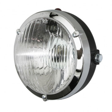 HEADLIGHT FOR MOPED PEUGEOT 103 ROUND SHAPED Ø 103mm BLACK (P26s+ FUNCTION INDICATOR ) APPROVED- -SELECTION P2R- 3701213417643