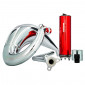 EXHAUST FOR 50cc MOTORBIKE VOCA CROSS CHROMED FOR RIEJU 50 MRT (TOP MOUNTING - RED ALUMINIUM SILENCER) 3700948184820