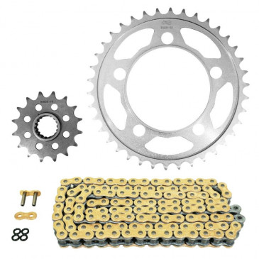 KIT CHAINE ADAPTABLE KTM 990 SUPER DUKE 2005>2012, R SUPER DUKE R 2007>2013 525 16x38 (DIAM COURONNE 101/124/14.25) (DEMULTIPLICATION ORIGINE) -AFAM- 5400598048418