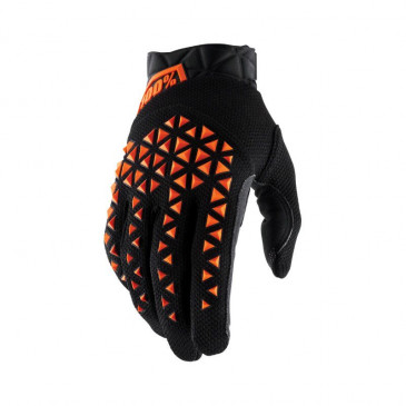 GLOVES - 100% AIRMATIC BLACK/ORANGE EURO 11 (XL) (APPROVED EN 13594:2015)