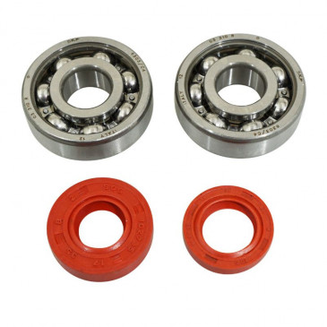 BEARING FOR CRANKSHAFT+SEALS FOR 50CC MOTORBIKE P2R FOR MINARELLI 50 AM6/MBK 50 X-POWER/YAMAHA 50 TZR/PEUGEOT 50 XPS, XR6/RIEJU 50 RS1, SMX/BETA 50 RR (KIT 6303 SKF STEEL C4/RED RACING SEAL) 3701213422814